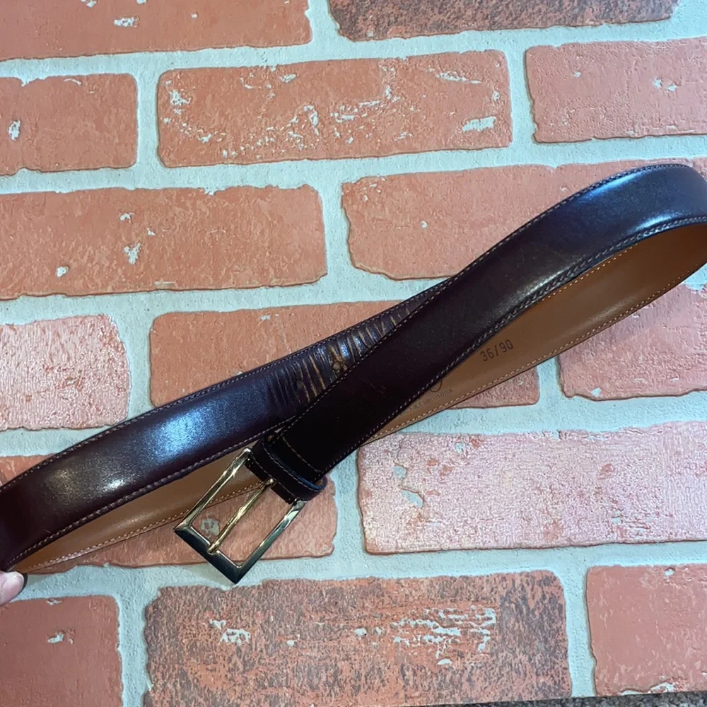 Mens Brooks brothers brown leather belt